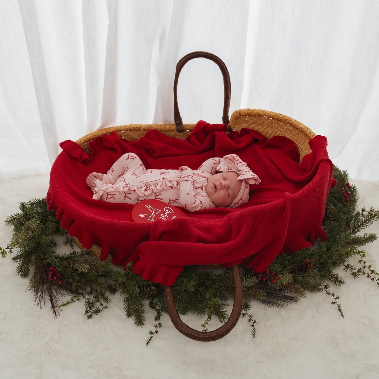 Frill Knit Blanket | Rudolph Red