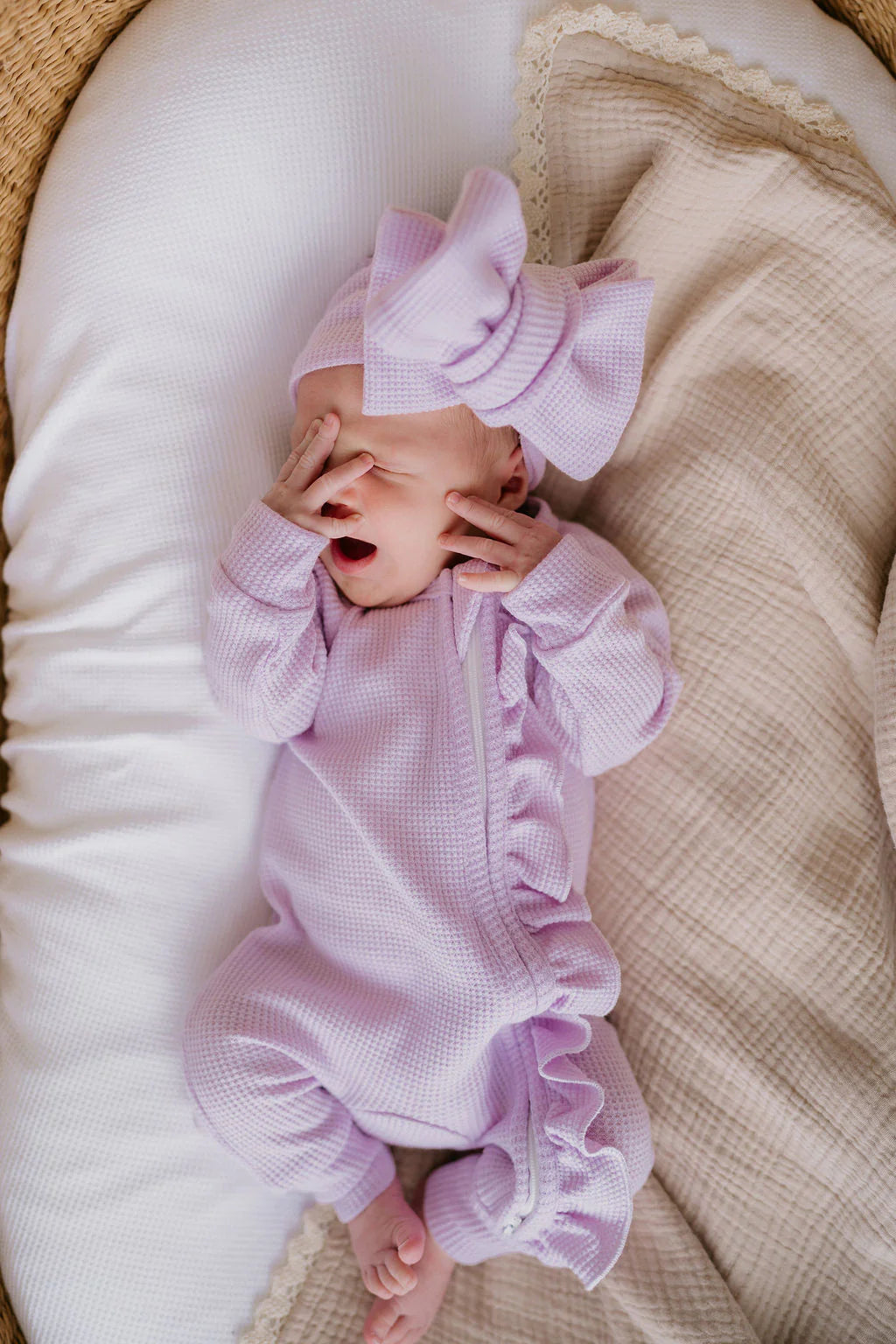 Oversized Topknot - Pastel Lilac waffle