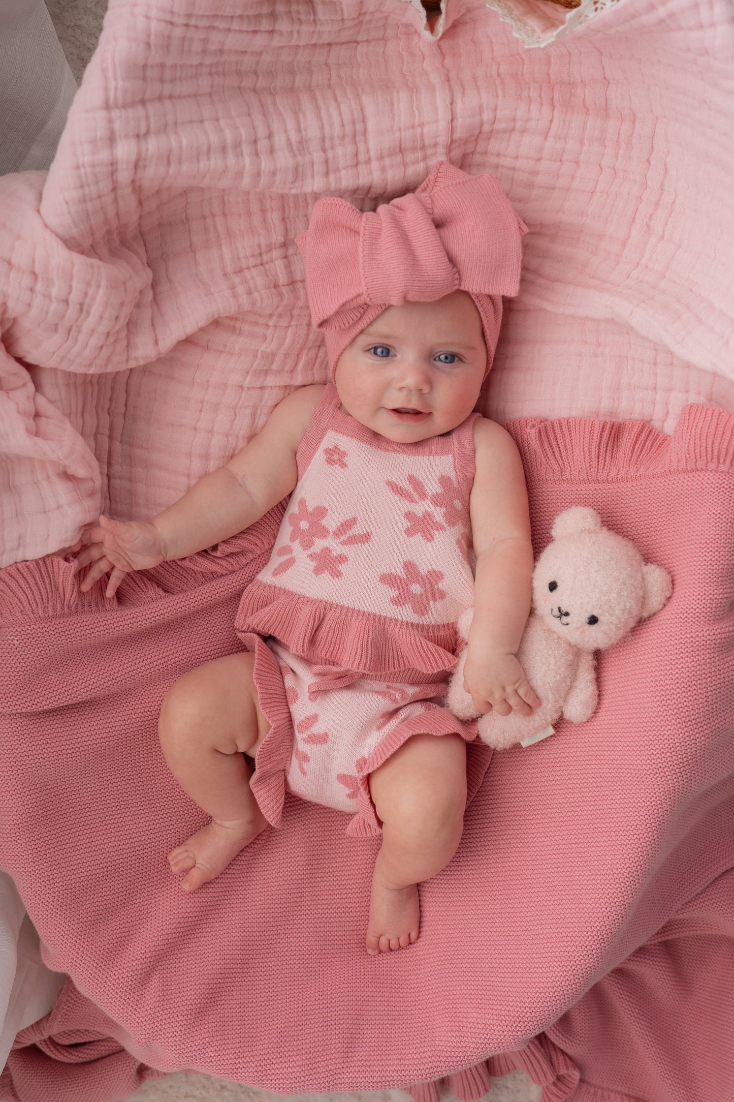 FRILL KNIT BLANKET | STRAWBERRY