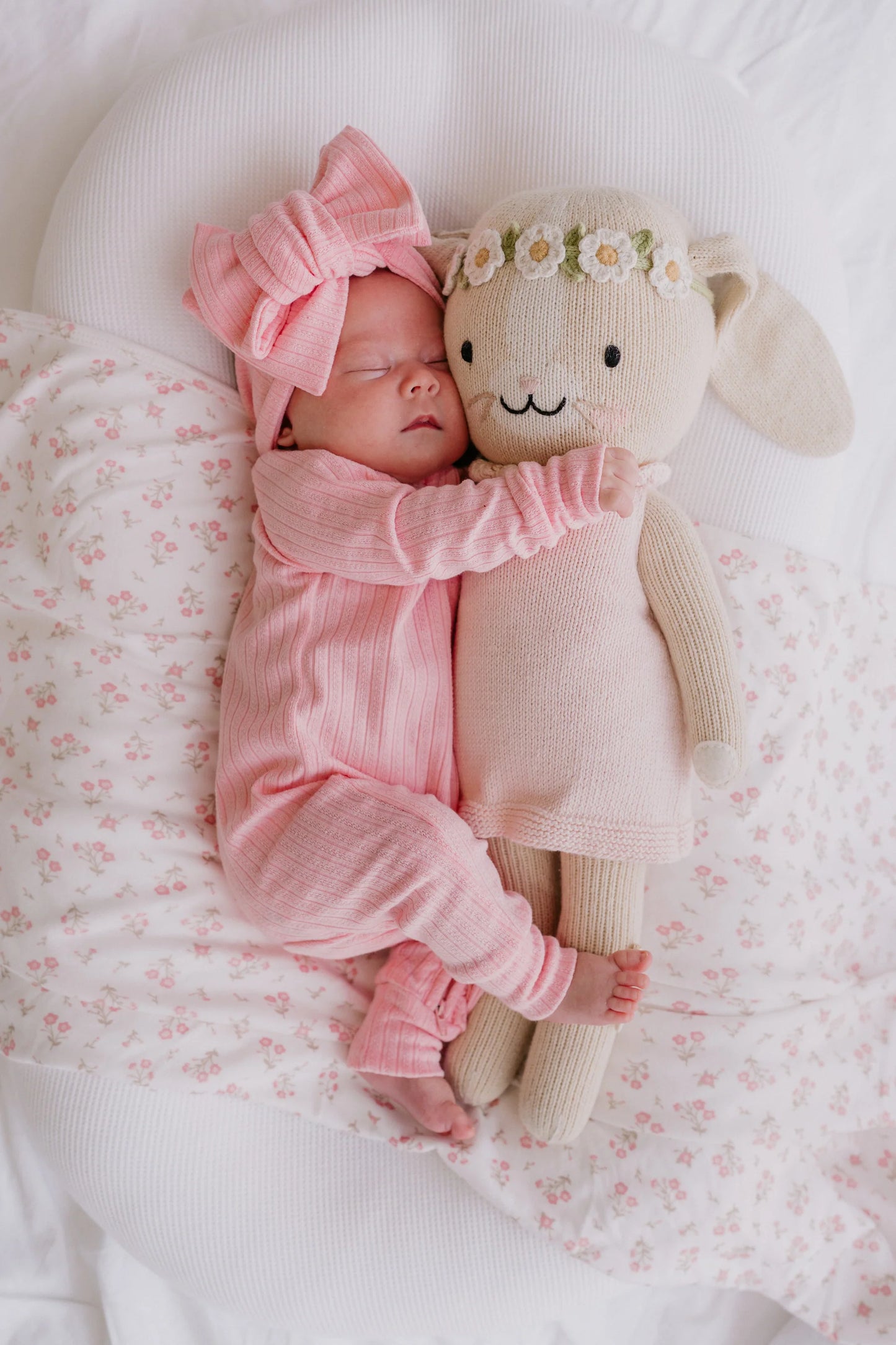 Frill Zip Romper - Peony Ribbed Pointelle