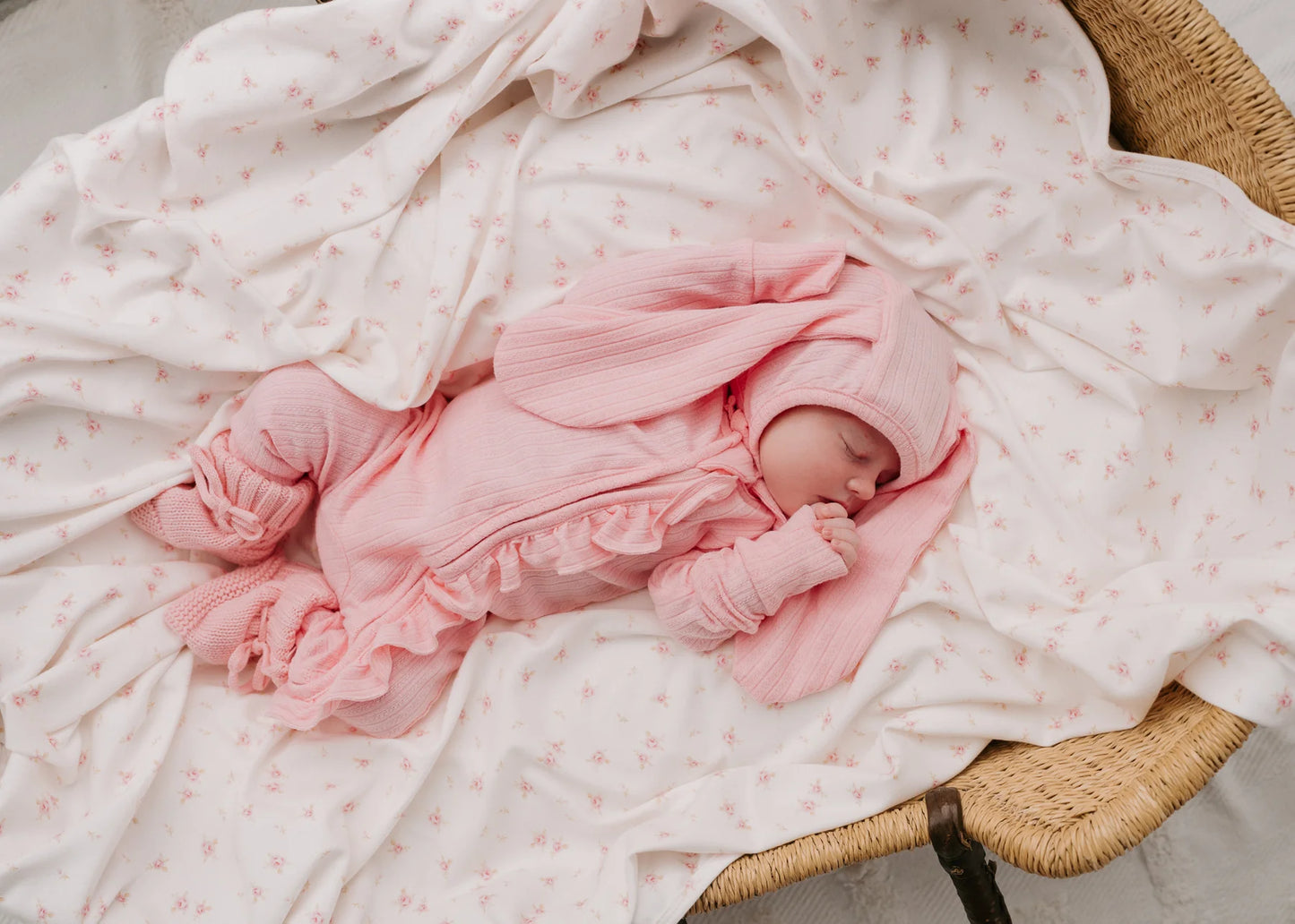 Bunny bonnet - Peony Rib Pointelle