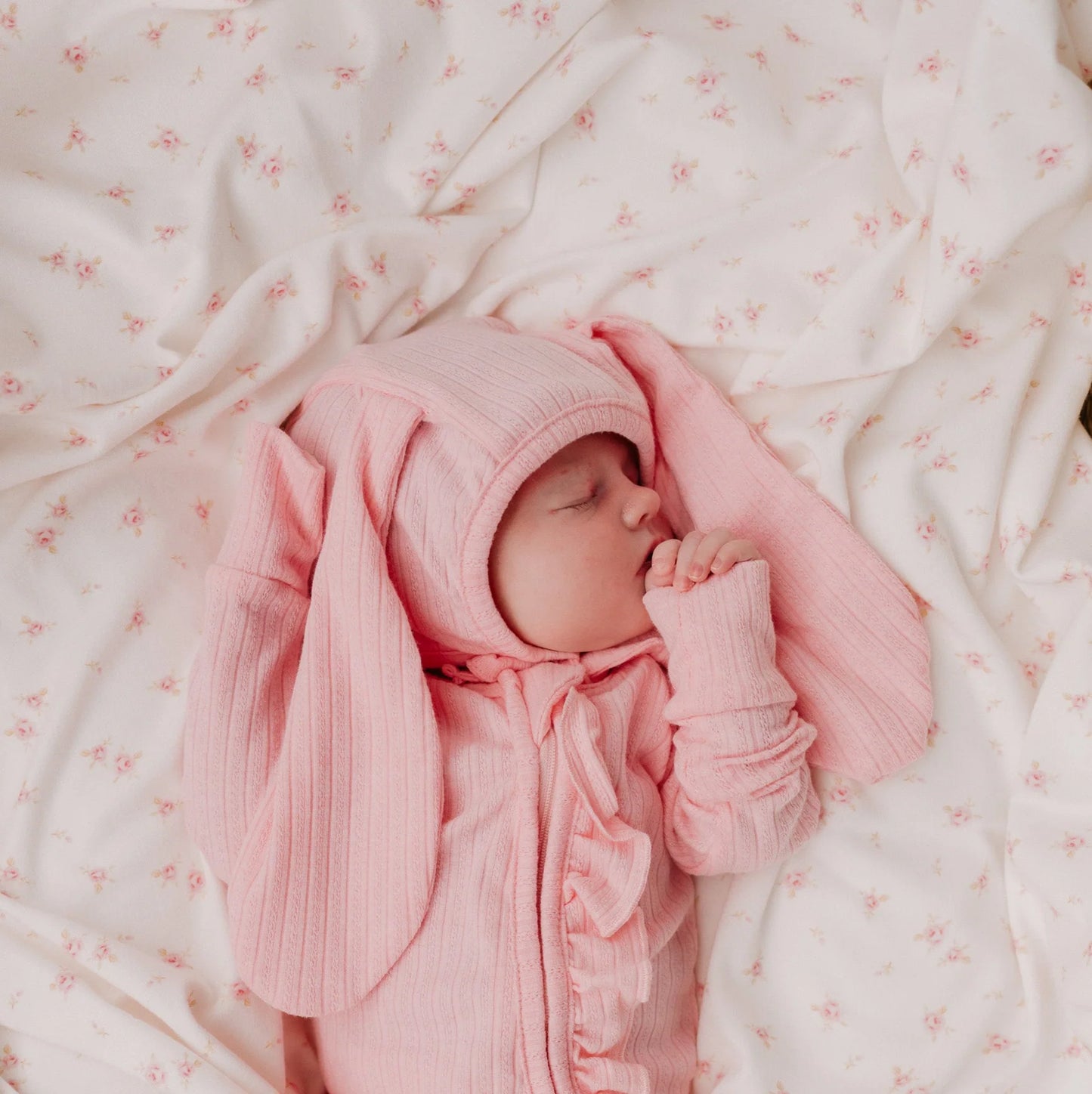 Bunny bonnet - Peony Rib Pointelle