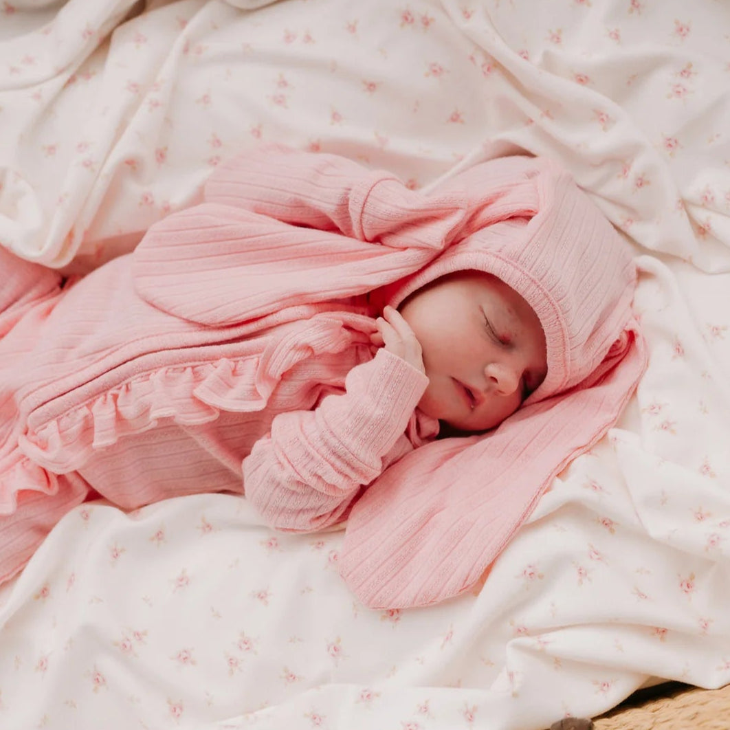 Bunny bonnet - Peony Rib Pointelle