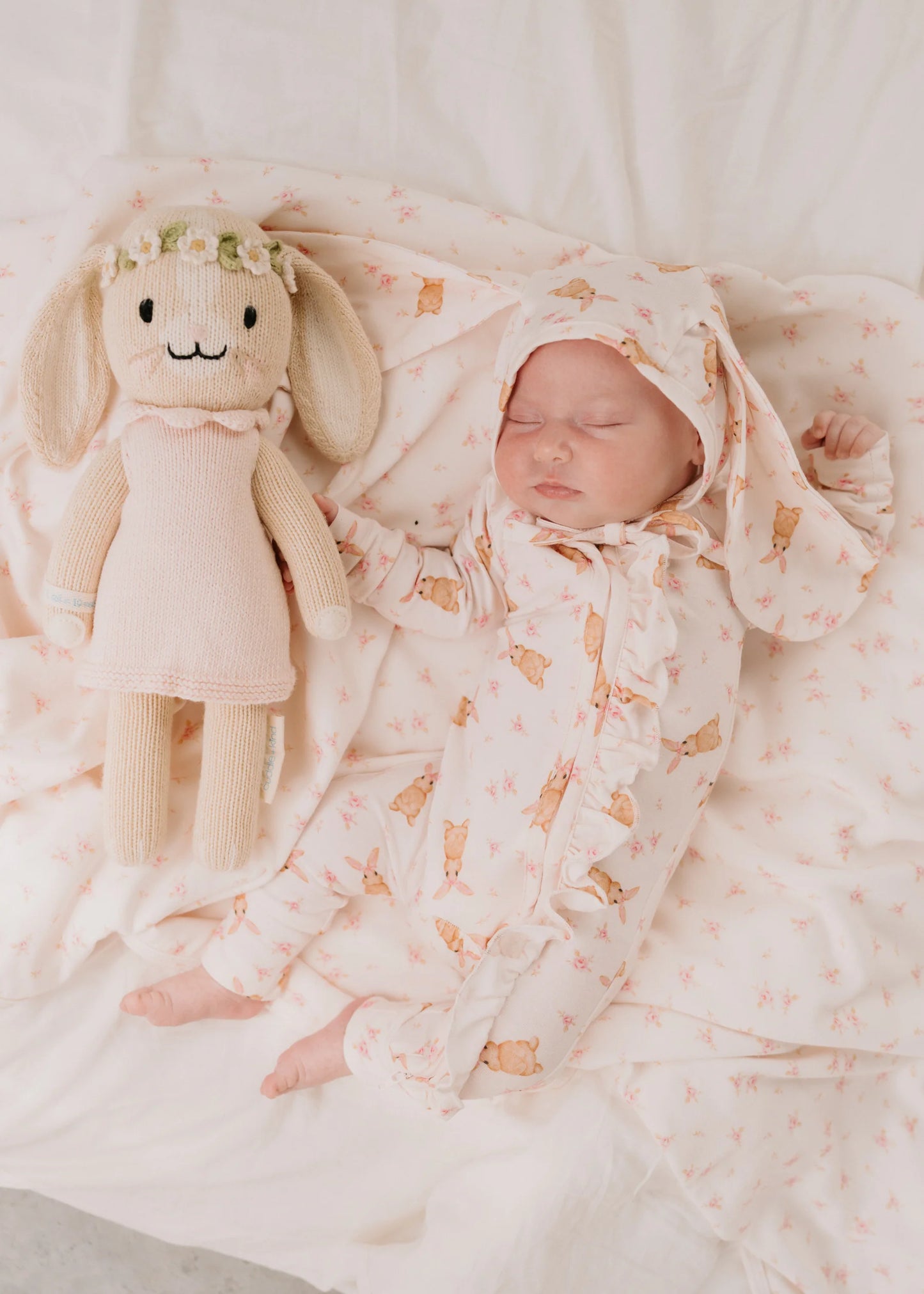 Frill Zip Romper - Bunny Floral