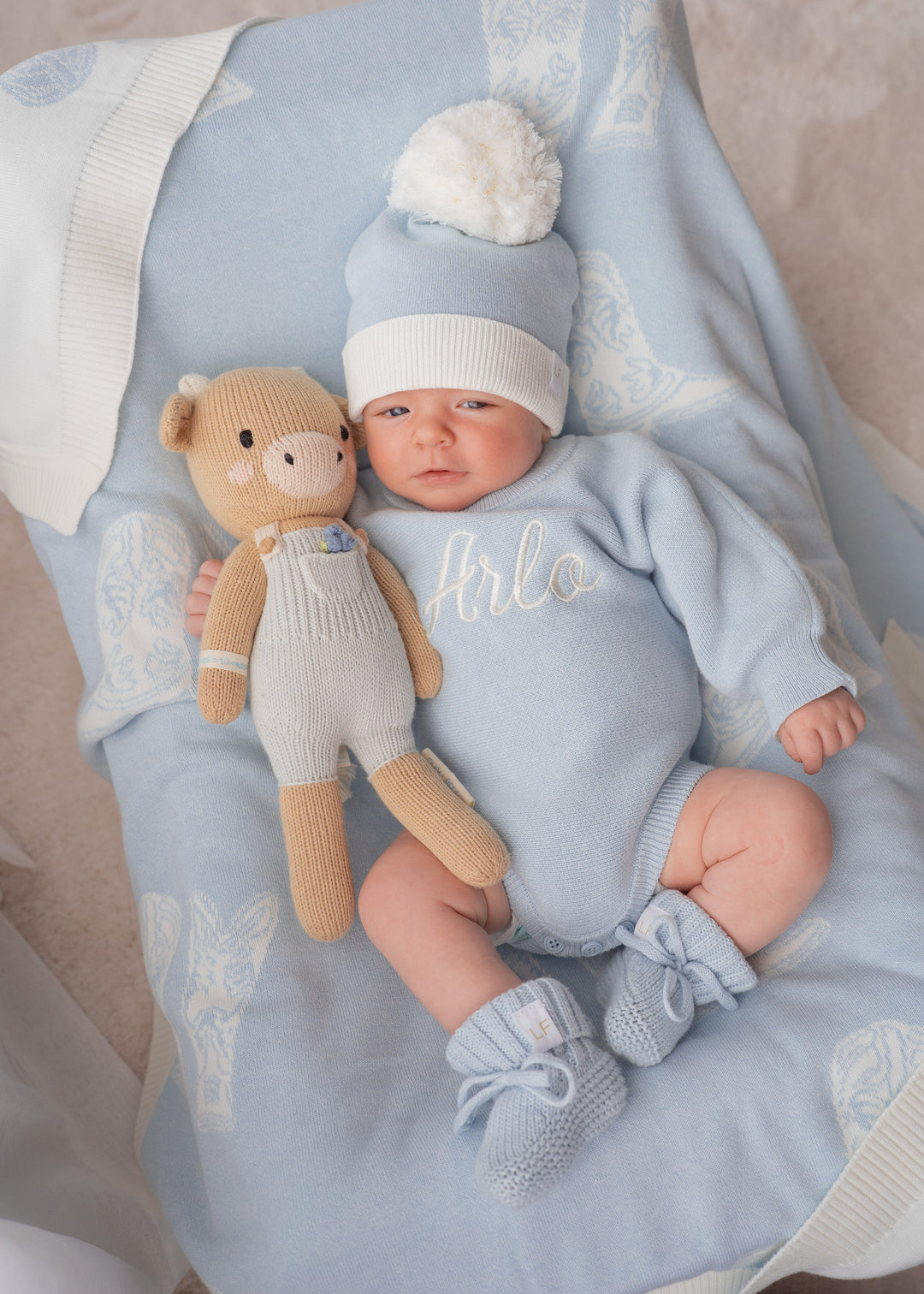 Flat Knit Romper | Sky Blue