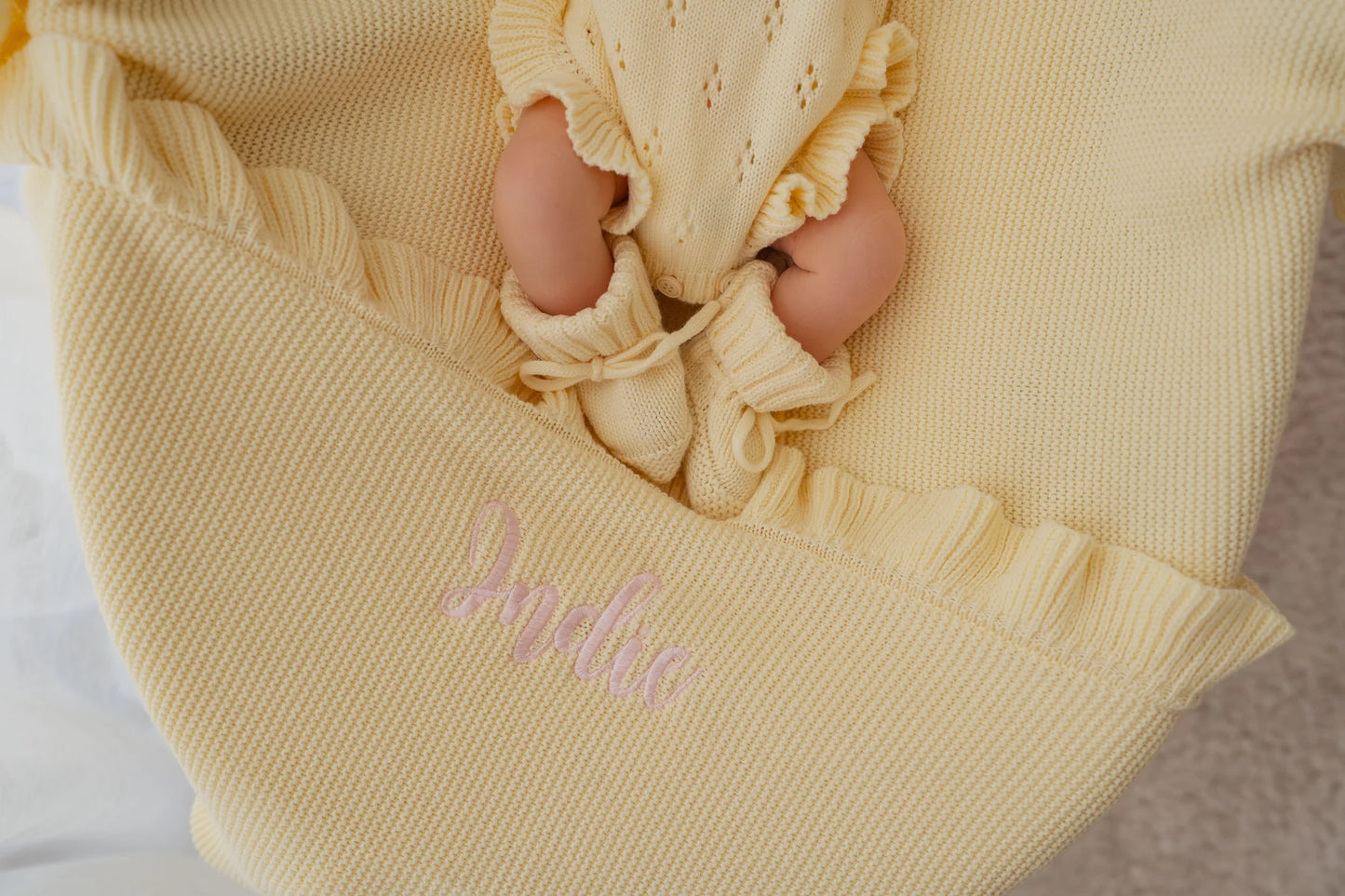 FRILL KNIT BLANKET | Lemon