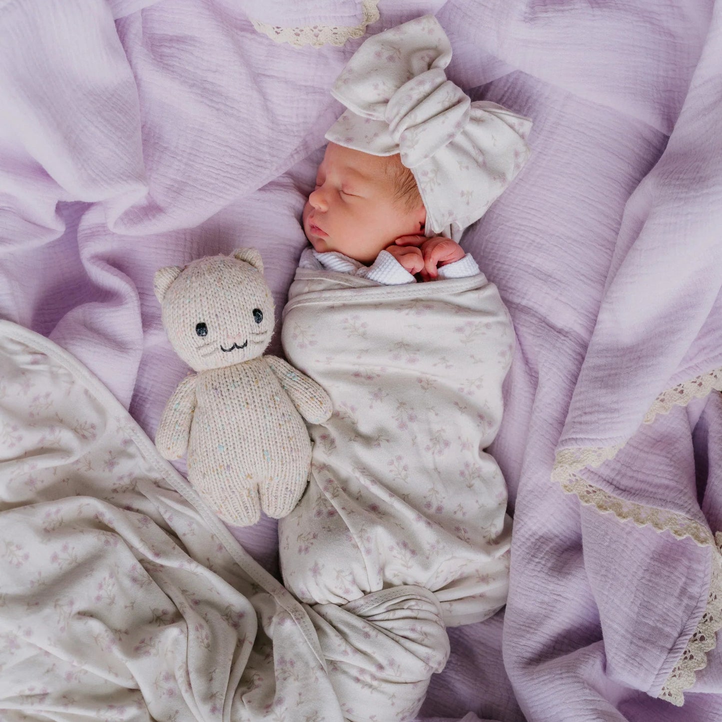 Jersey Swaddle Set - Lilac Paisley