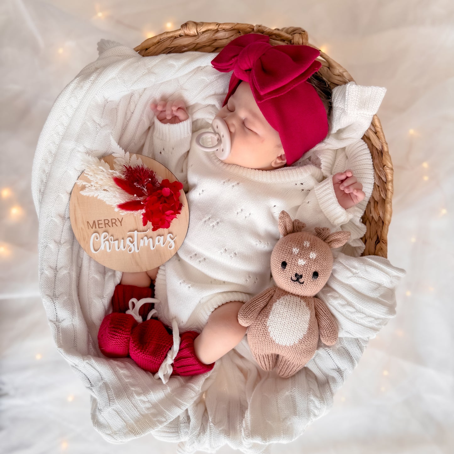 Wooden Christmas Plaque w/ dried florals