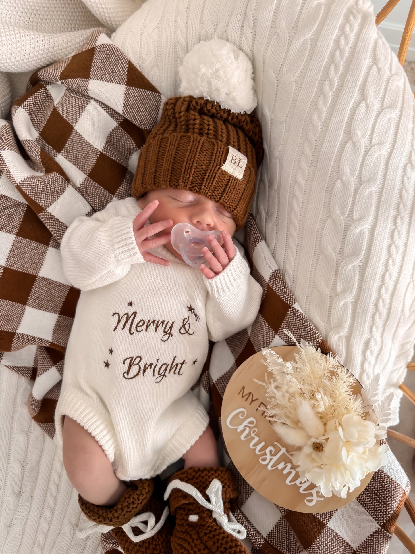 Merry & Bright Knit Romper - Marshmallow - Long Sleeve