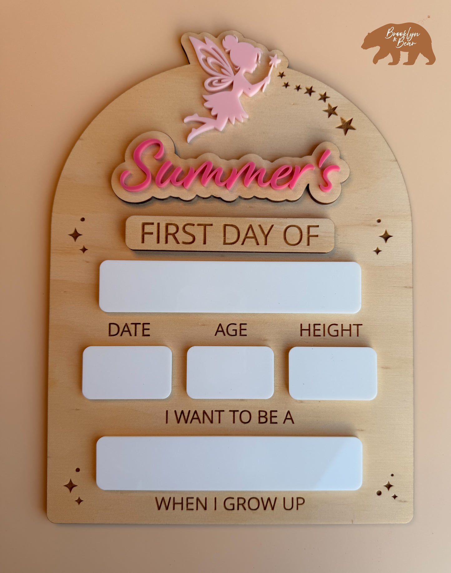 MY FIRST/LAST DAY OF SCHOOL BOARD | FAIRY | Personalised | Plywood & Acrylic