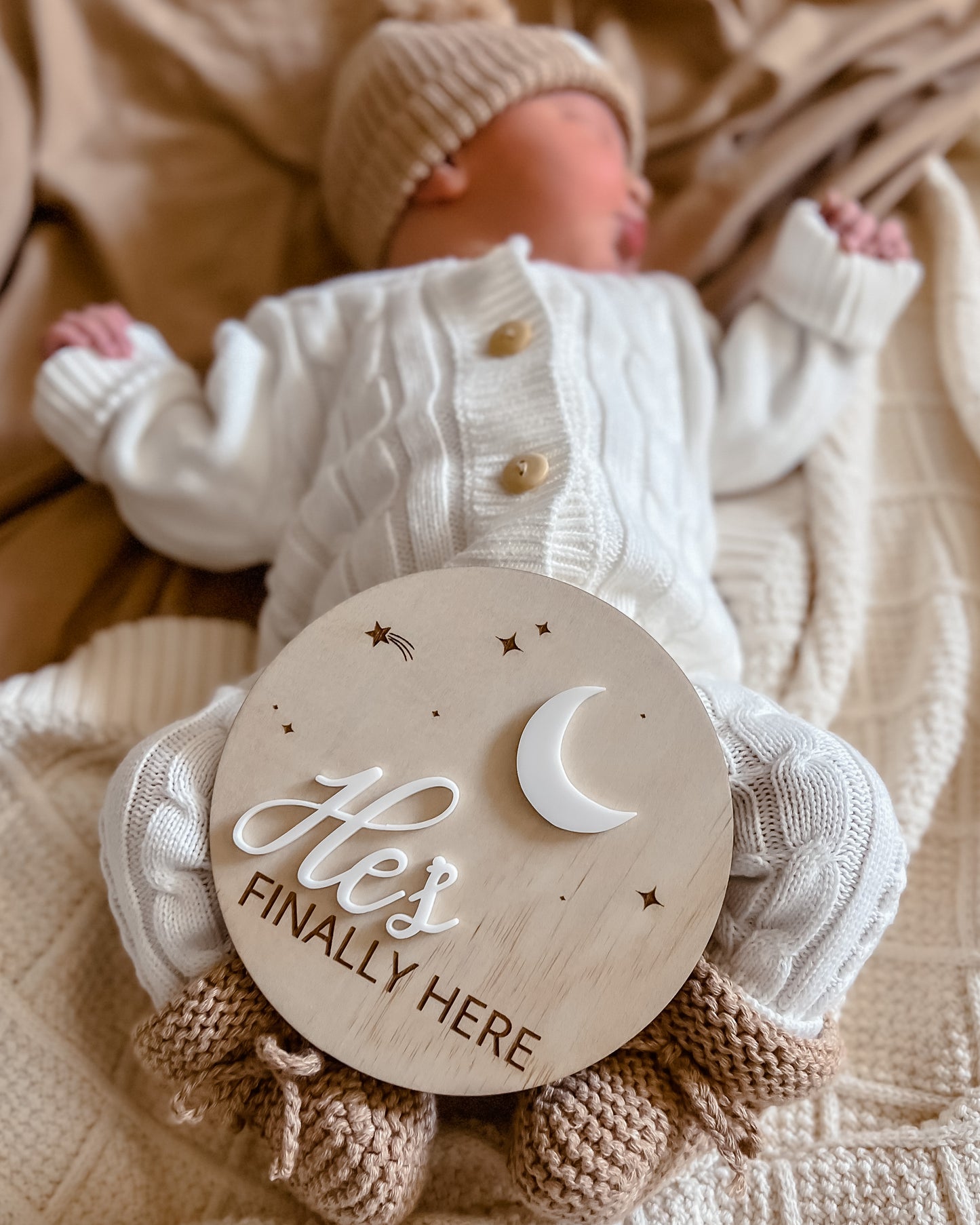 He's Finally Here Plaque - Celestial