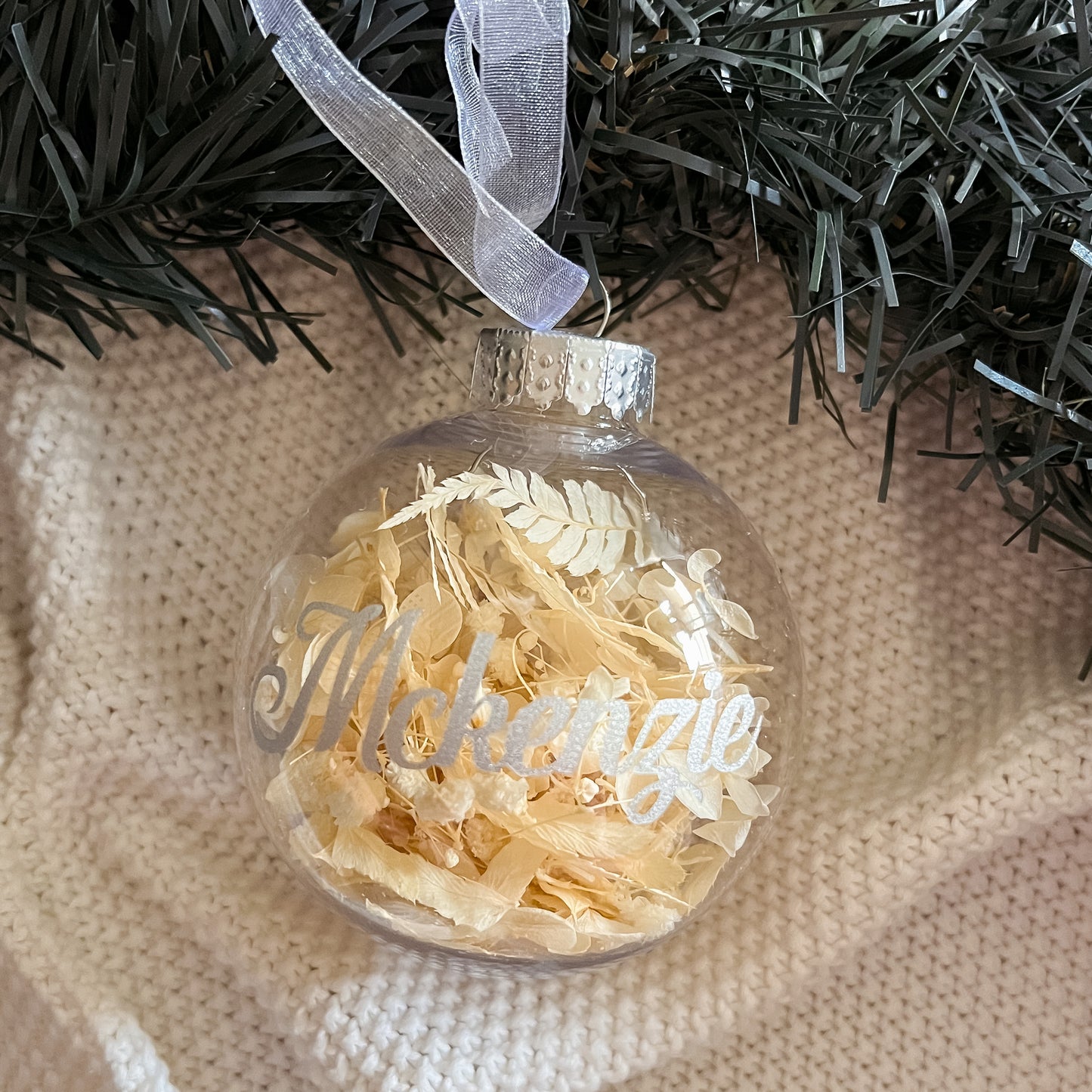 Personalised Dried Floral Christmas Bauble