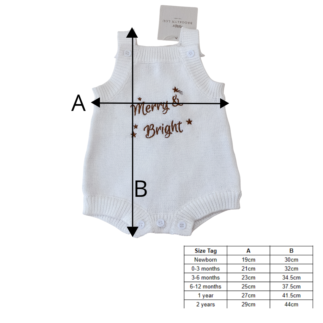 Merry & Bright Knit Romper - Marshmallow - Singlet Sleeve