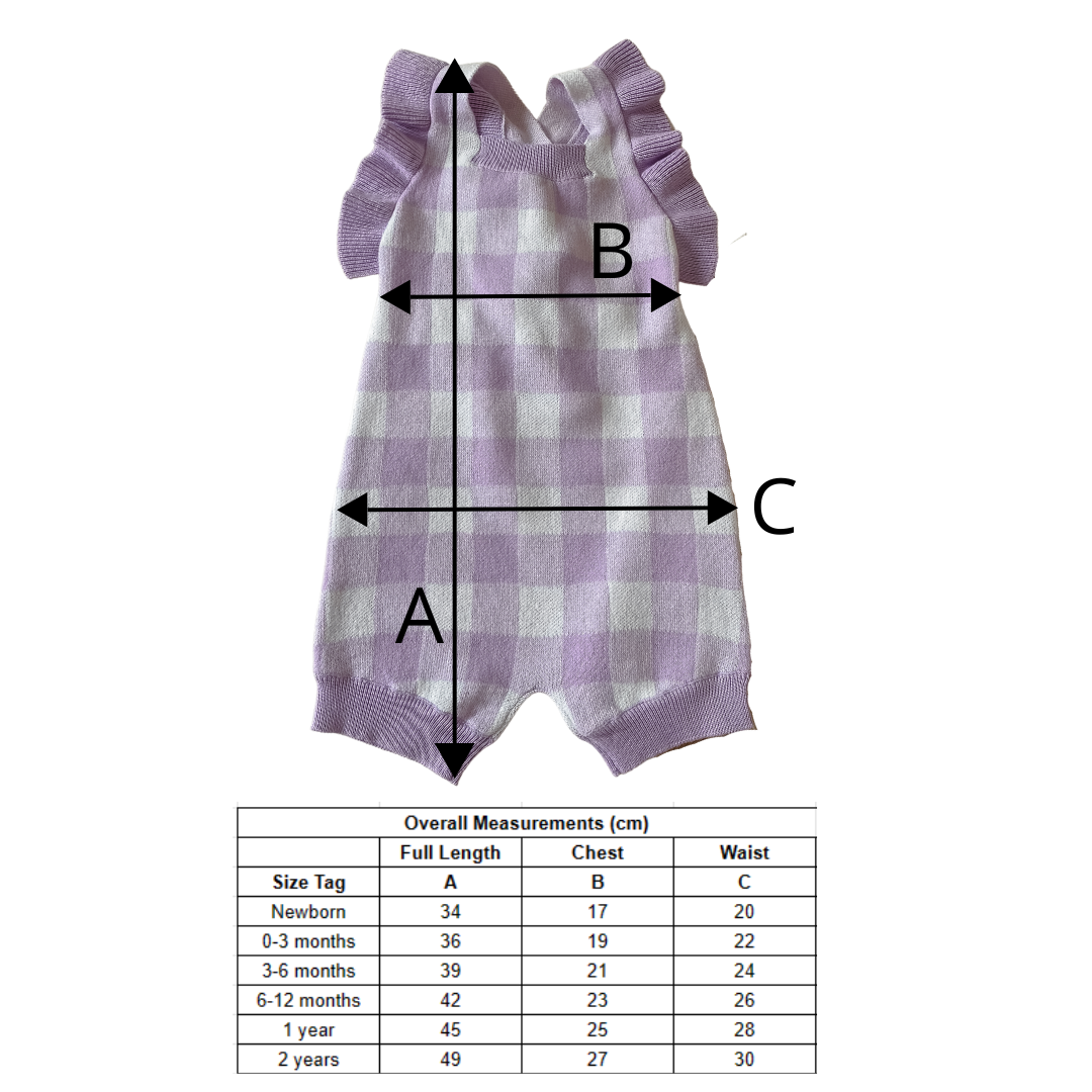 Knit Gingham Overalls - Oatmeal