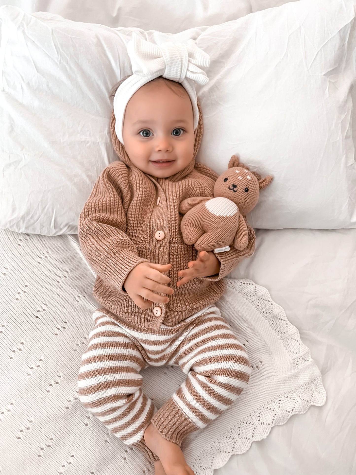 Toffee Marle Hooded Knit Cardigan