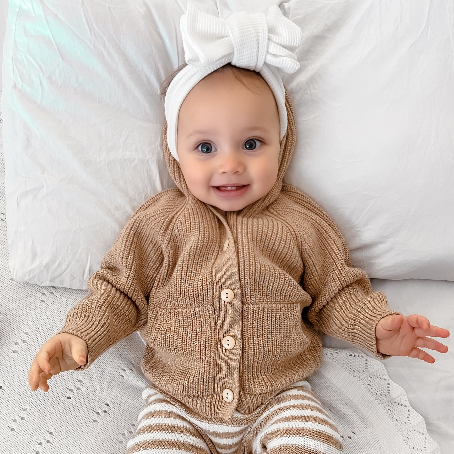 Toffee Marle Hooded Knit Cardigan