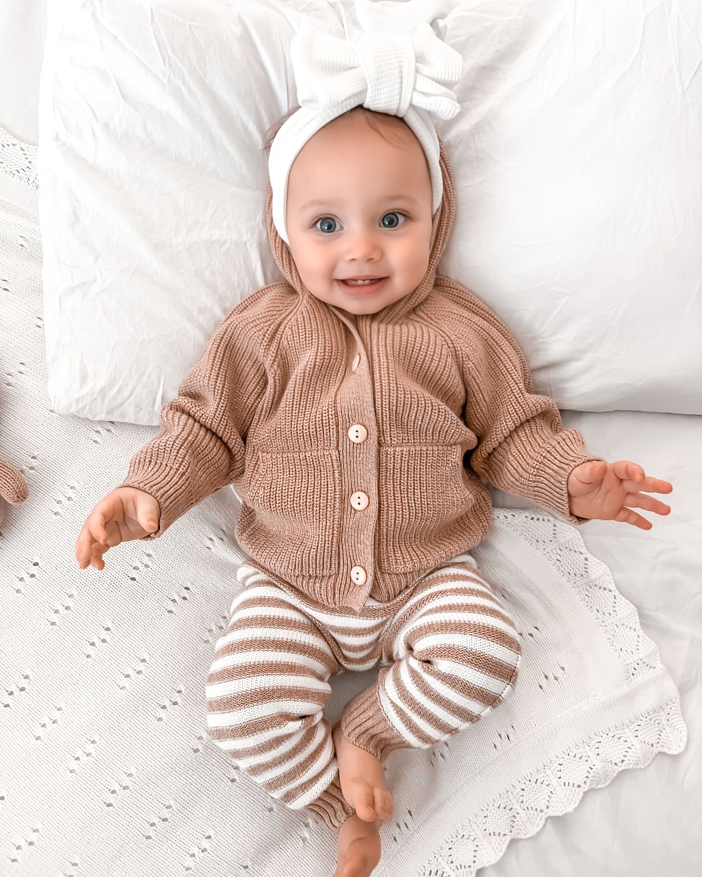 Toffee Marle Hooded Knit Cardigan
