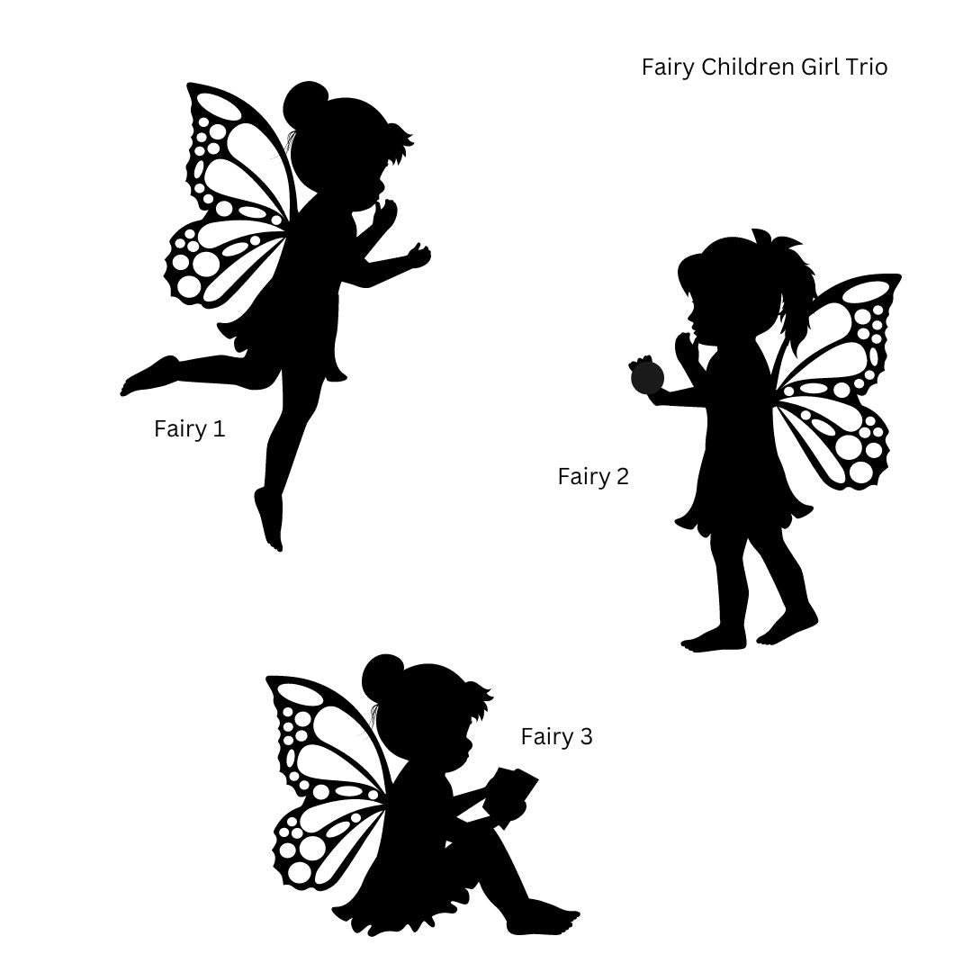 Wooden Fairy Children w/ dried flowers - Trio