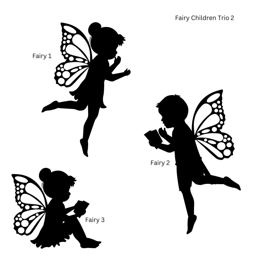 Wooden Fairy Children w/ dried flowers - Trio