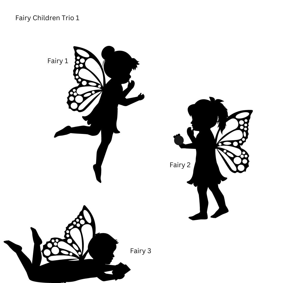 Wooden Fairy Children w/ dried flowers - Trio