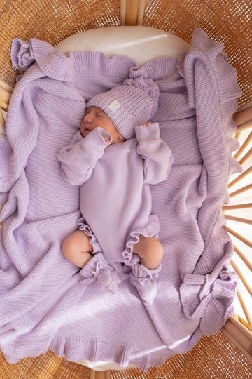 FRILL KNIT BLANKET | PASTEL LILAC