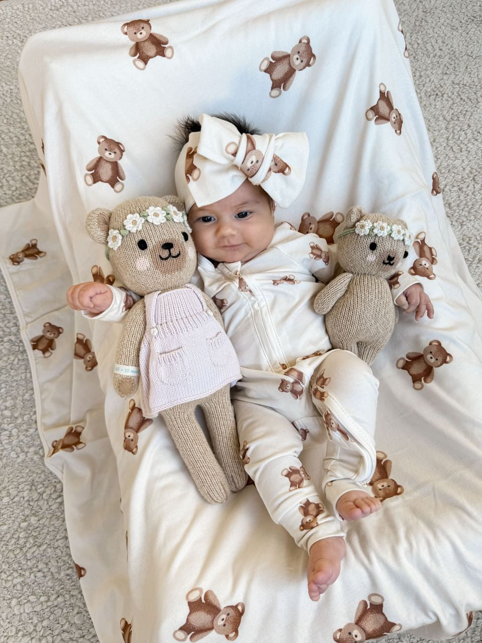 Jersey Swaddle Set - Teddies Print