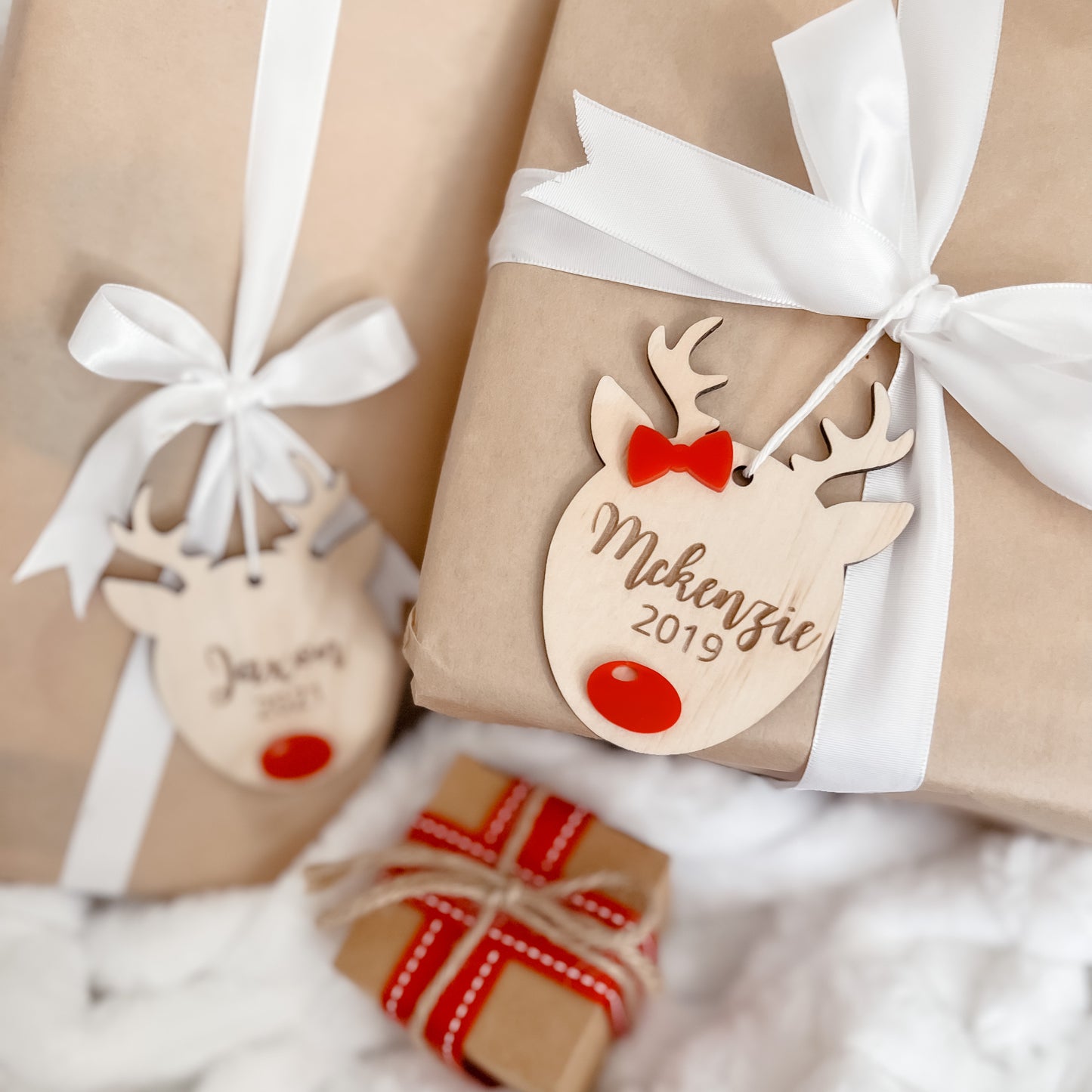 Wooden Reindeer Name Tag