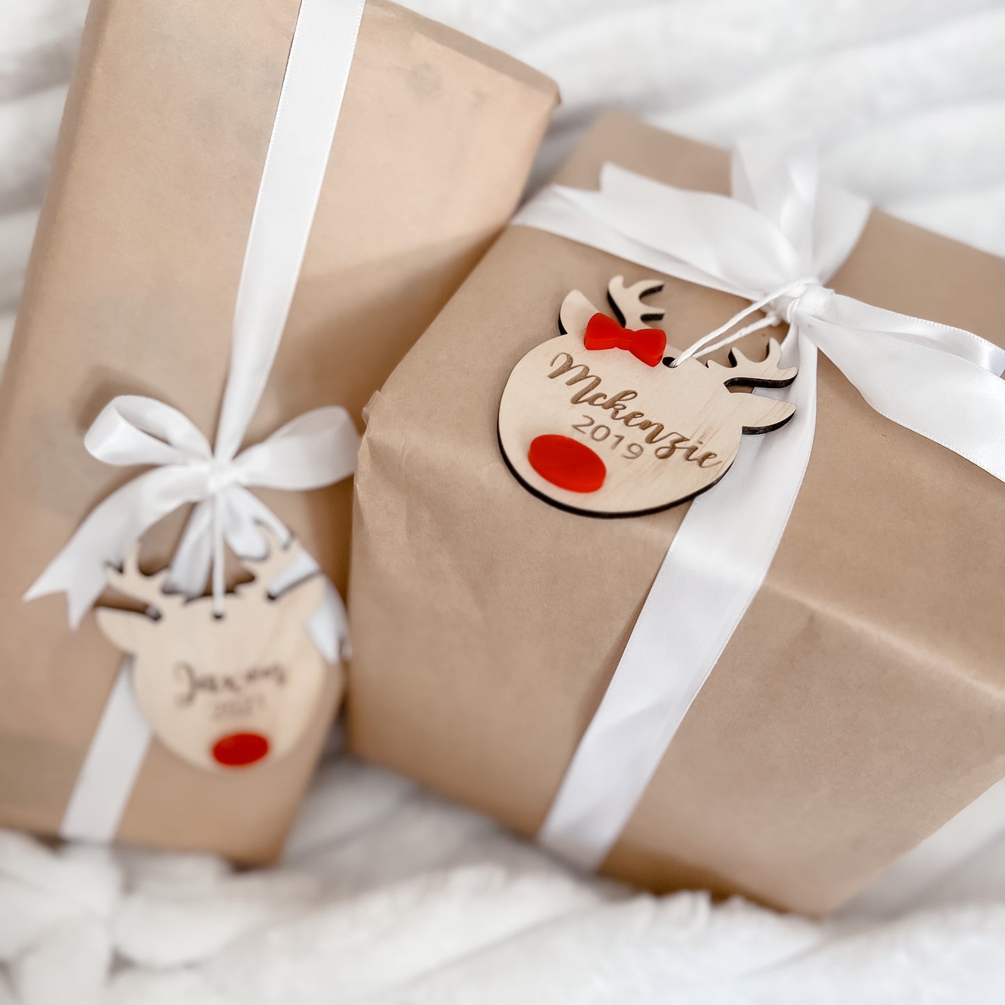Wooden Reindeer Name Tag
