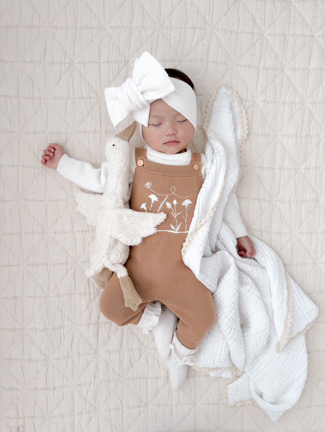 Wildflower Knit Overalls - Caramel