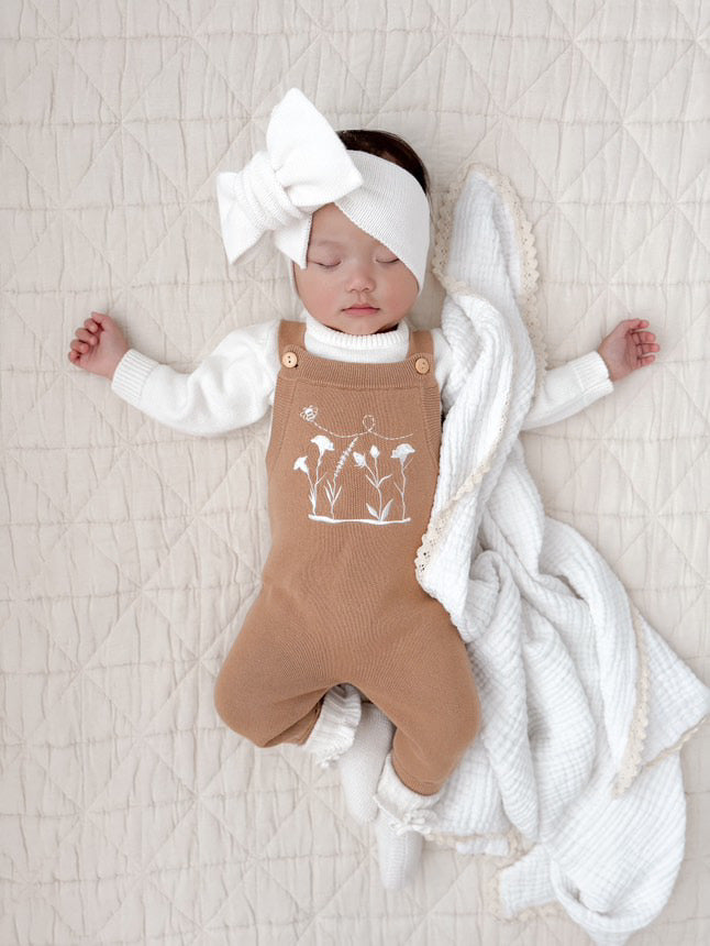 Wildflower Knit Overalls - Caramel
