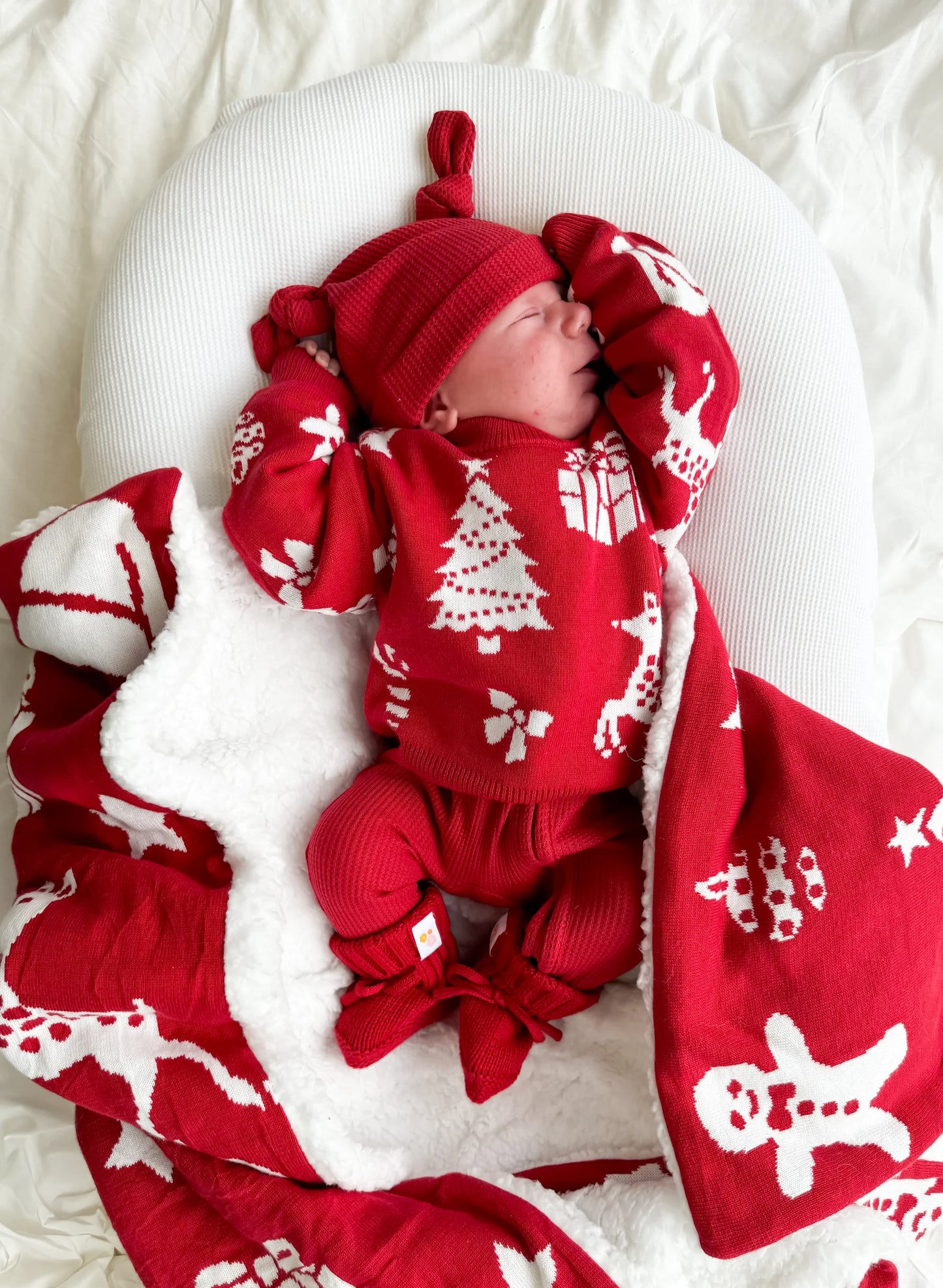 Knit Sherpa Blanket - Heirloom Christmas Rudolph