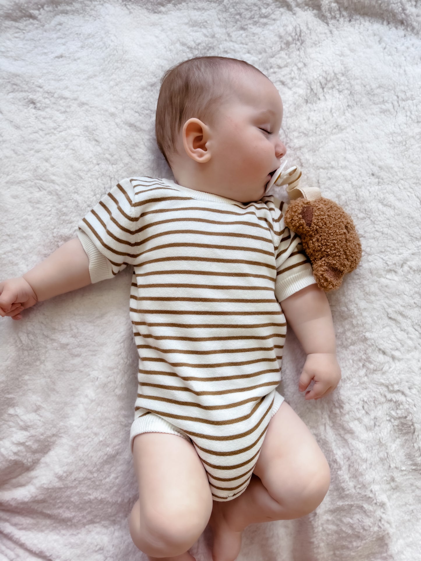 Chocolate Stripe Knit Romper