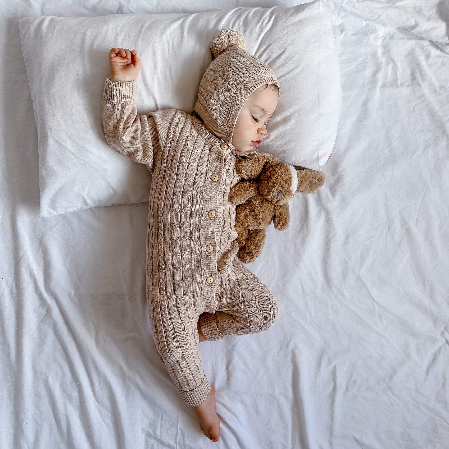 Cable Knit Romper - Oatmeal