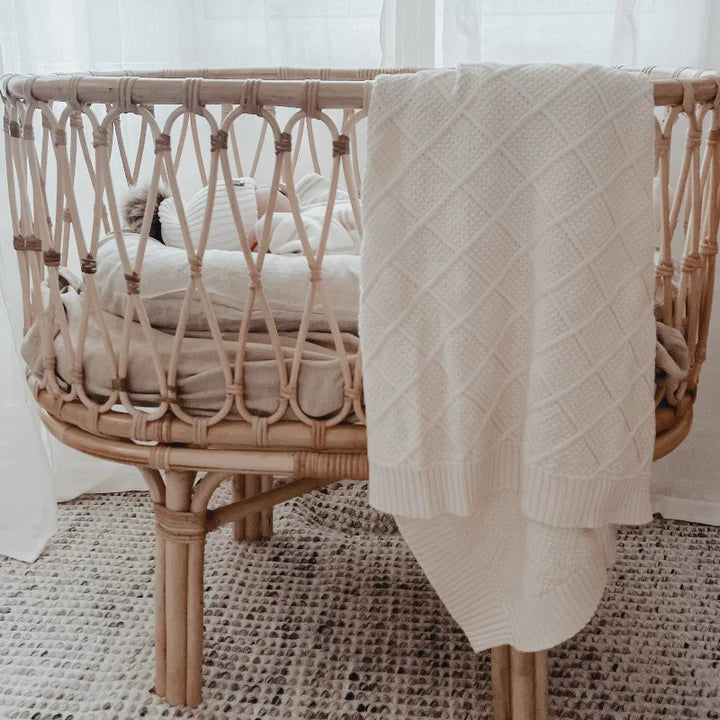 Cream Organic Knitted Blanket