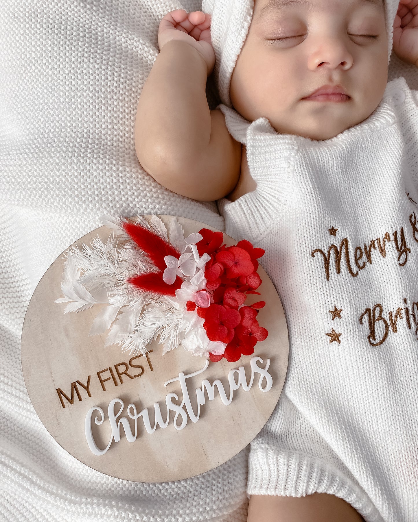 Wooden Christmas Plaque w/ dried florals