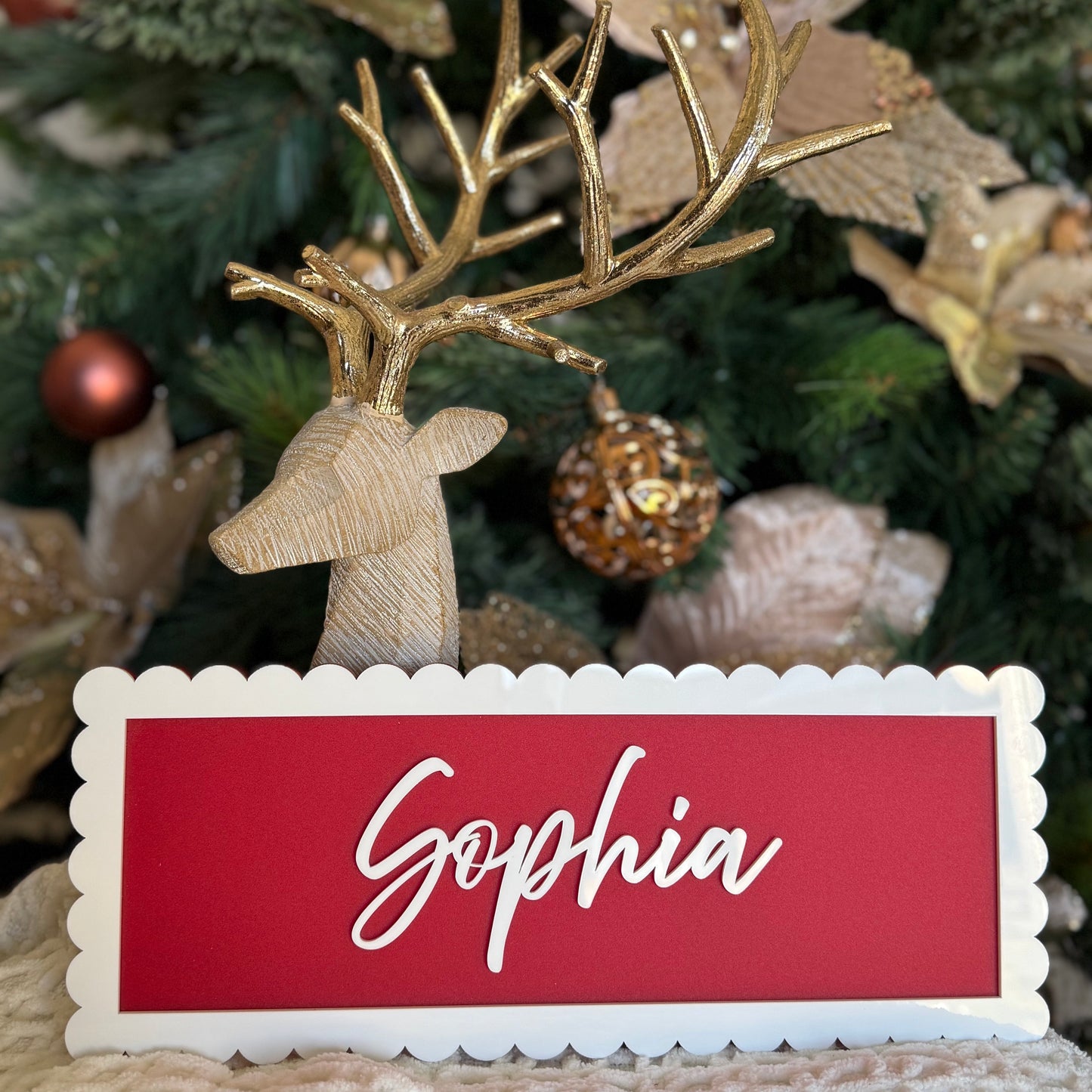 Scalloped Name Christmas Plaque | Personalised
