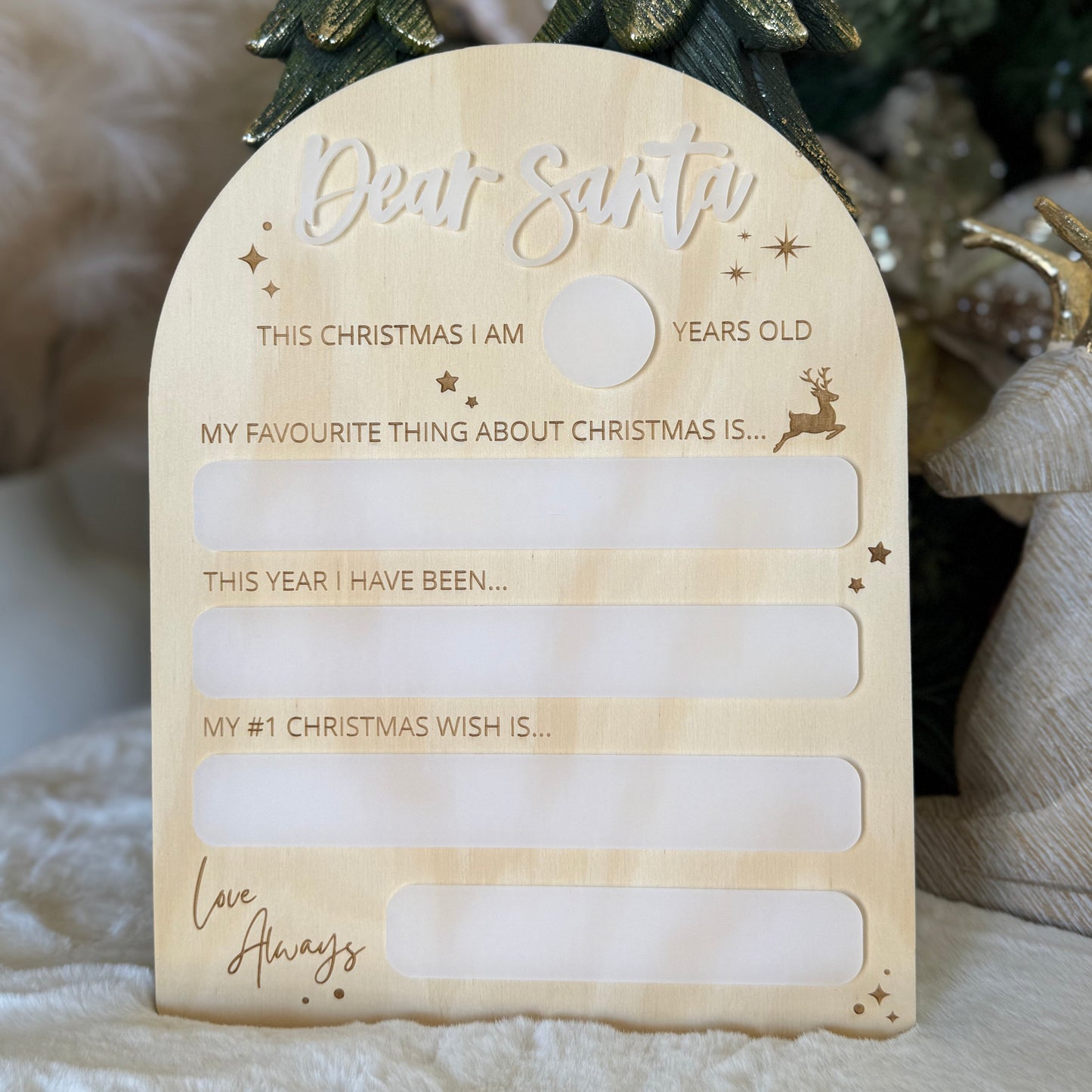 DEAR SANTA LETTER | Engraved Plywood with Frosted Acrylic