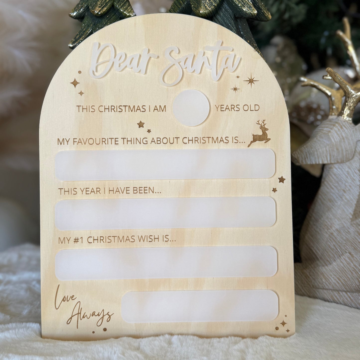 DEAR SANTA LETTER | Engraved Plywood with Frosted Acrylic