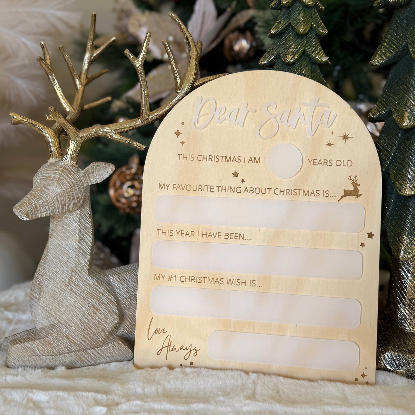 DEAR SANTA LETTER | Engraved Plywood with Frosted Acrylic