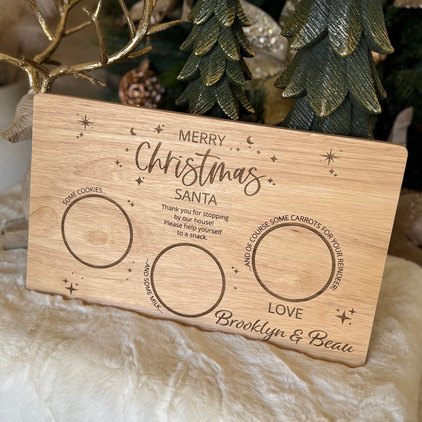 SANTA'S TREAT BOARD | Personalised | Engraved Wooden Board