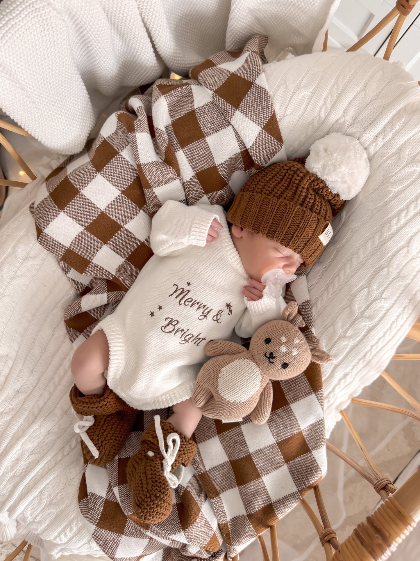 Merry & Bright Knit Romper - Marshmallow - Long Sleeve