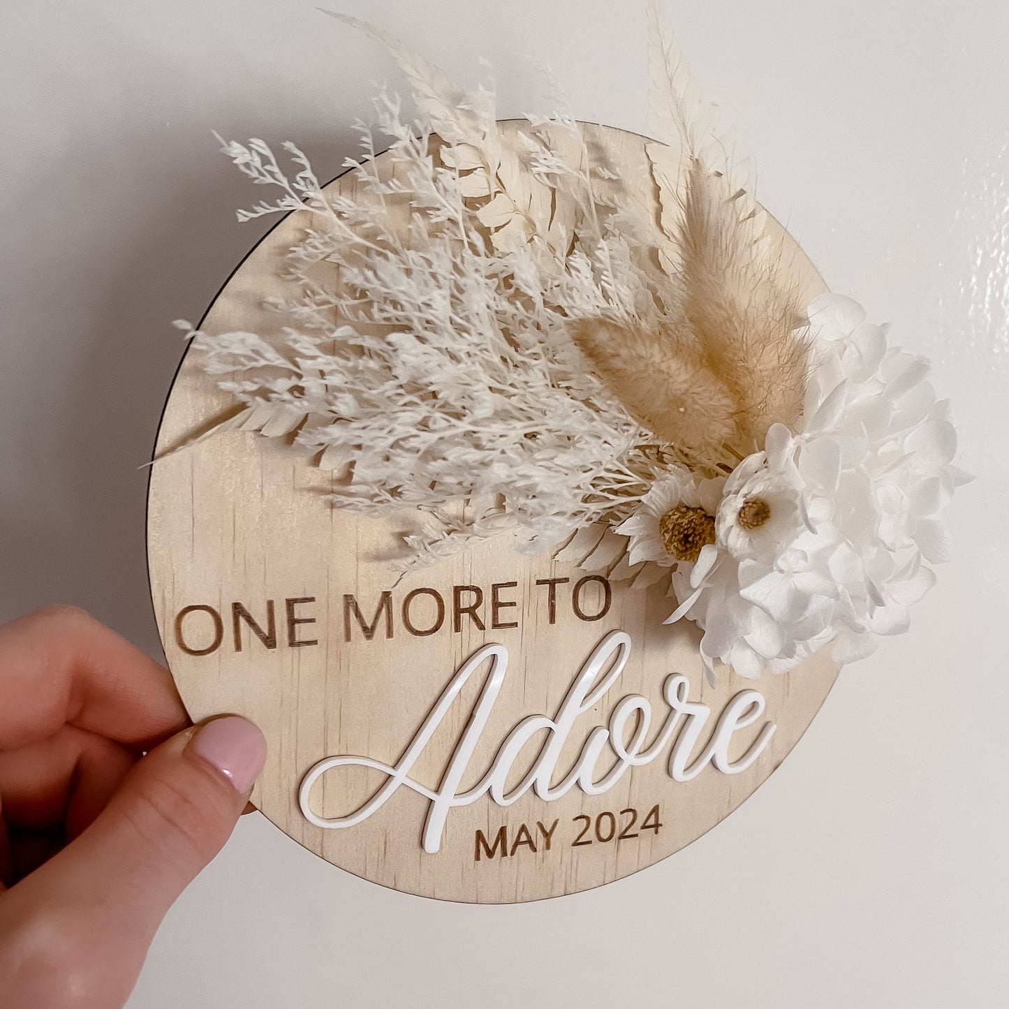 Pregnancy Announcement Plaque w/ dried flowers (Options)