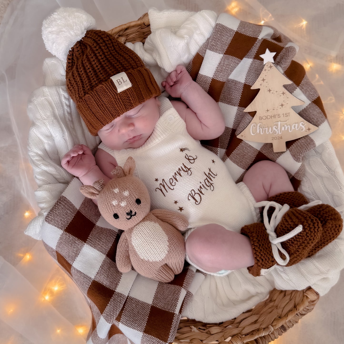 Merry & Bright Knit Romper - Marshmallow - Singlet Sleeve