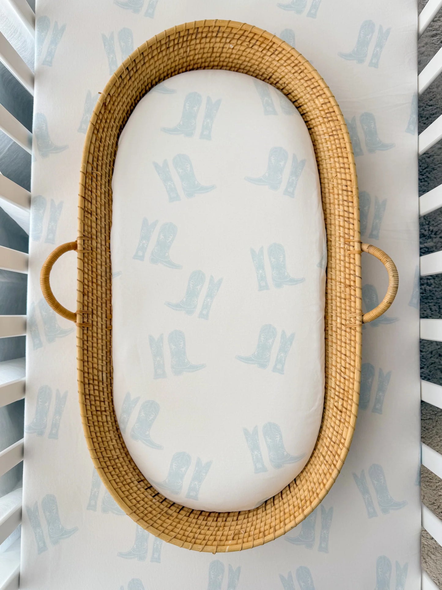 BASSINET SHEET | Blue Cowboy Boots