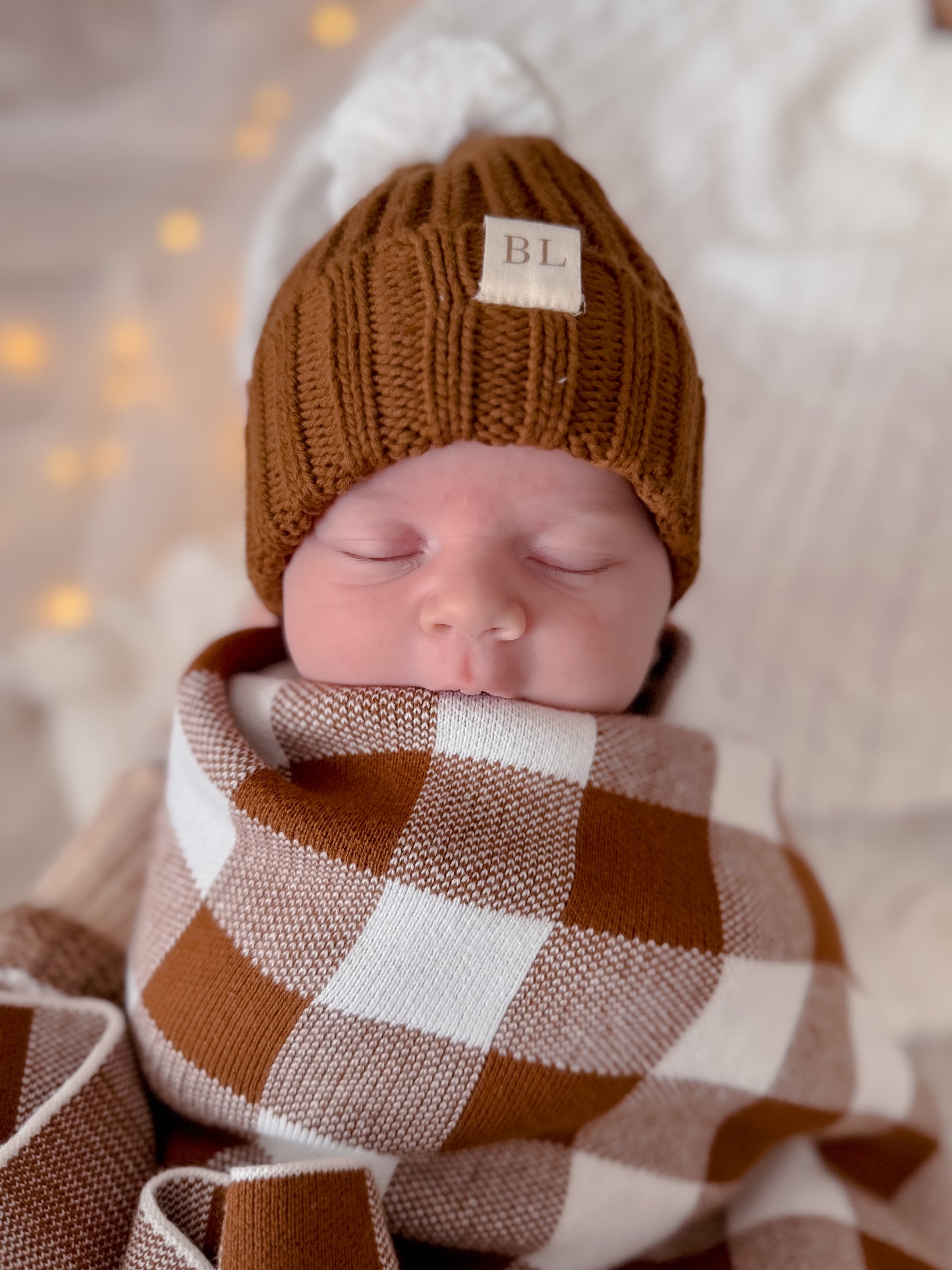 Chunky Knit Beanie - Choc & Marshmallow