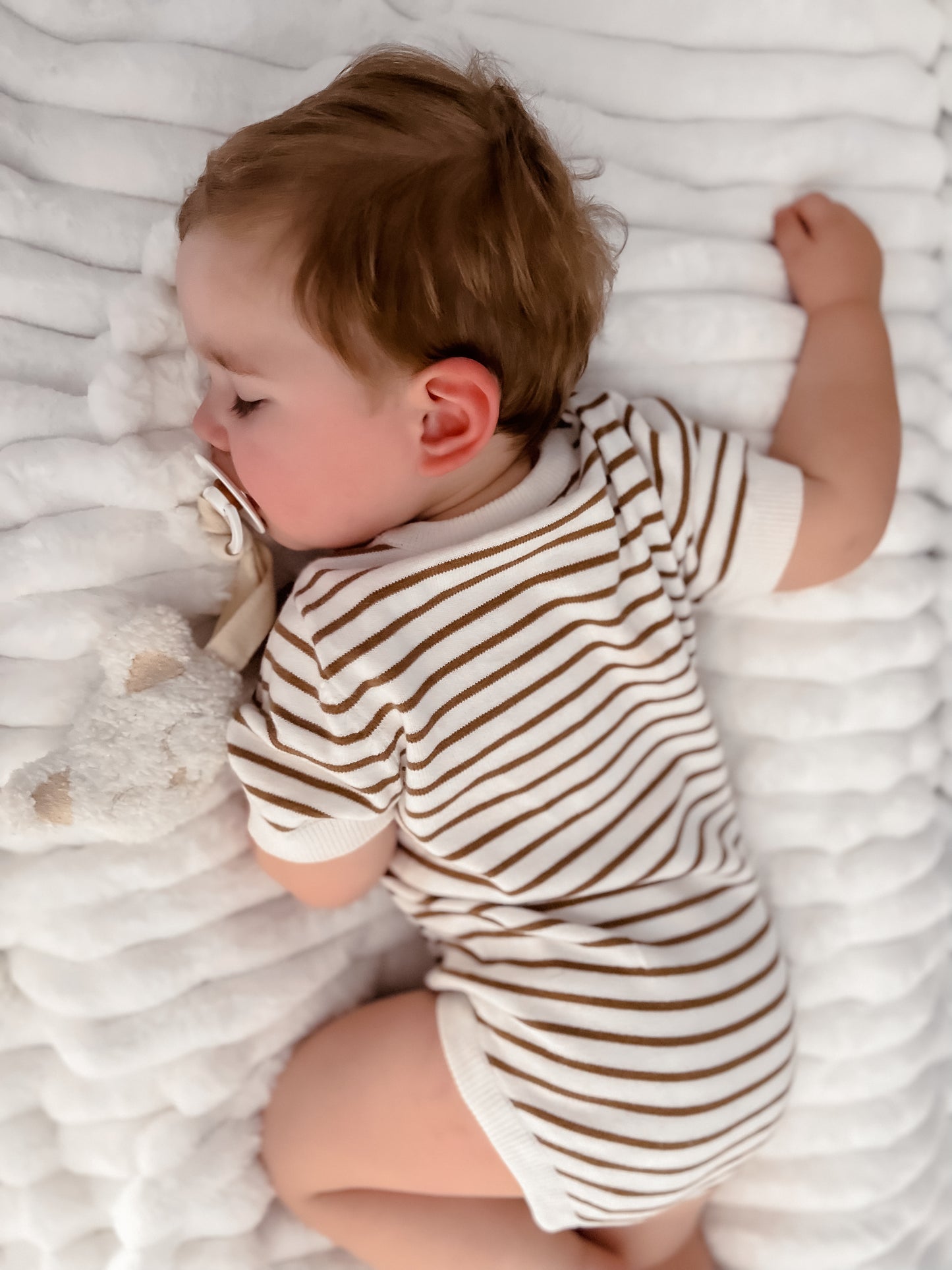 Chocolate Stripe Knit Romper