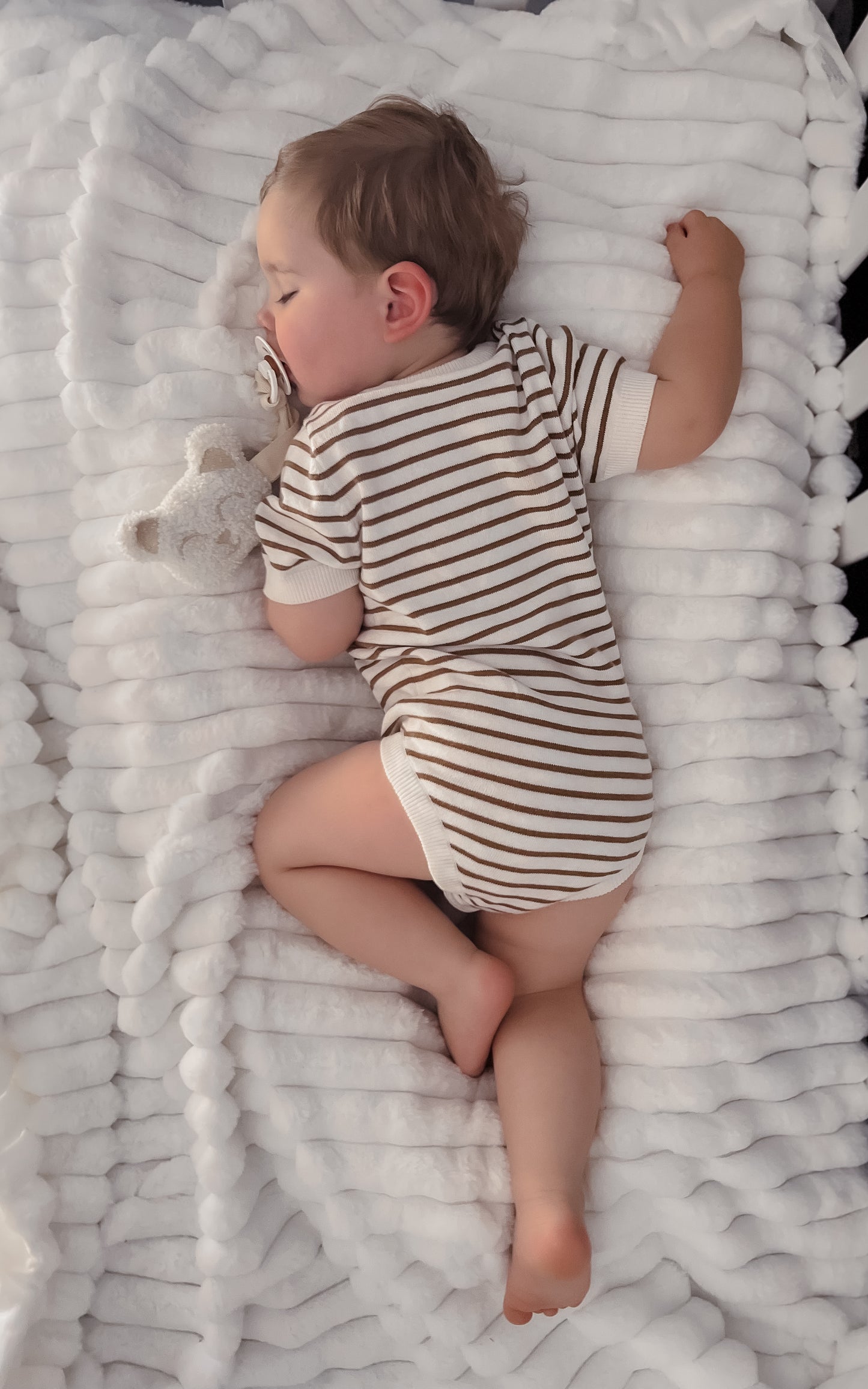 Chocolate Stripe Knit Romper