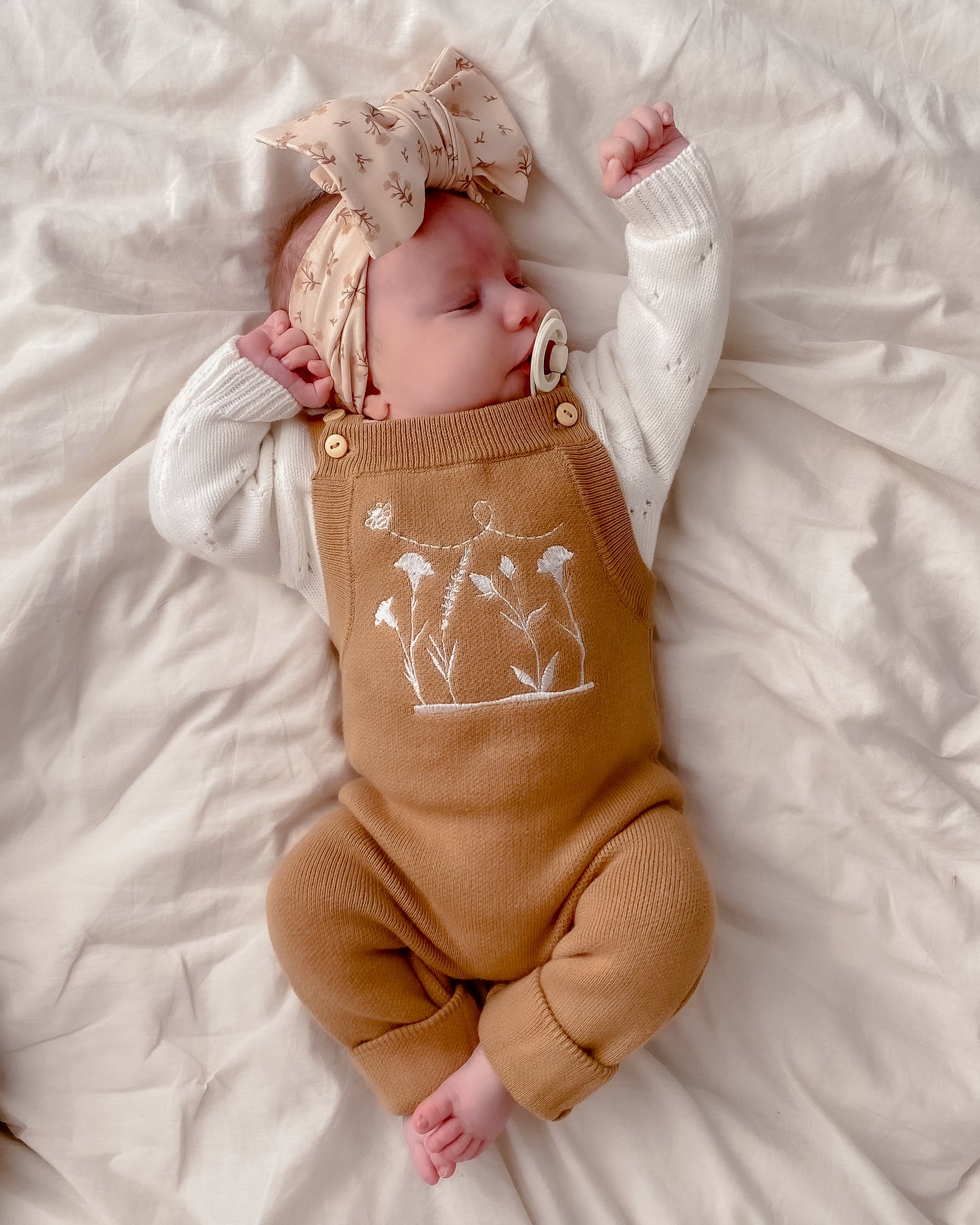 Wildflower Knit Overalls - Golden Syrup