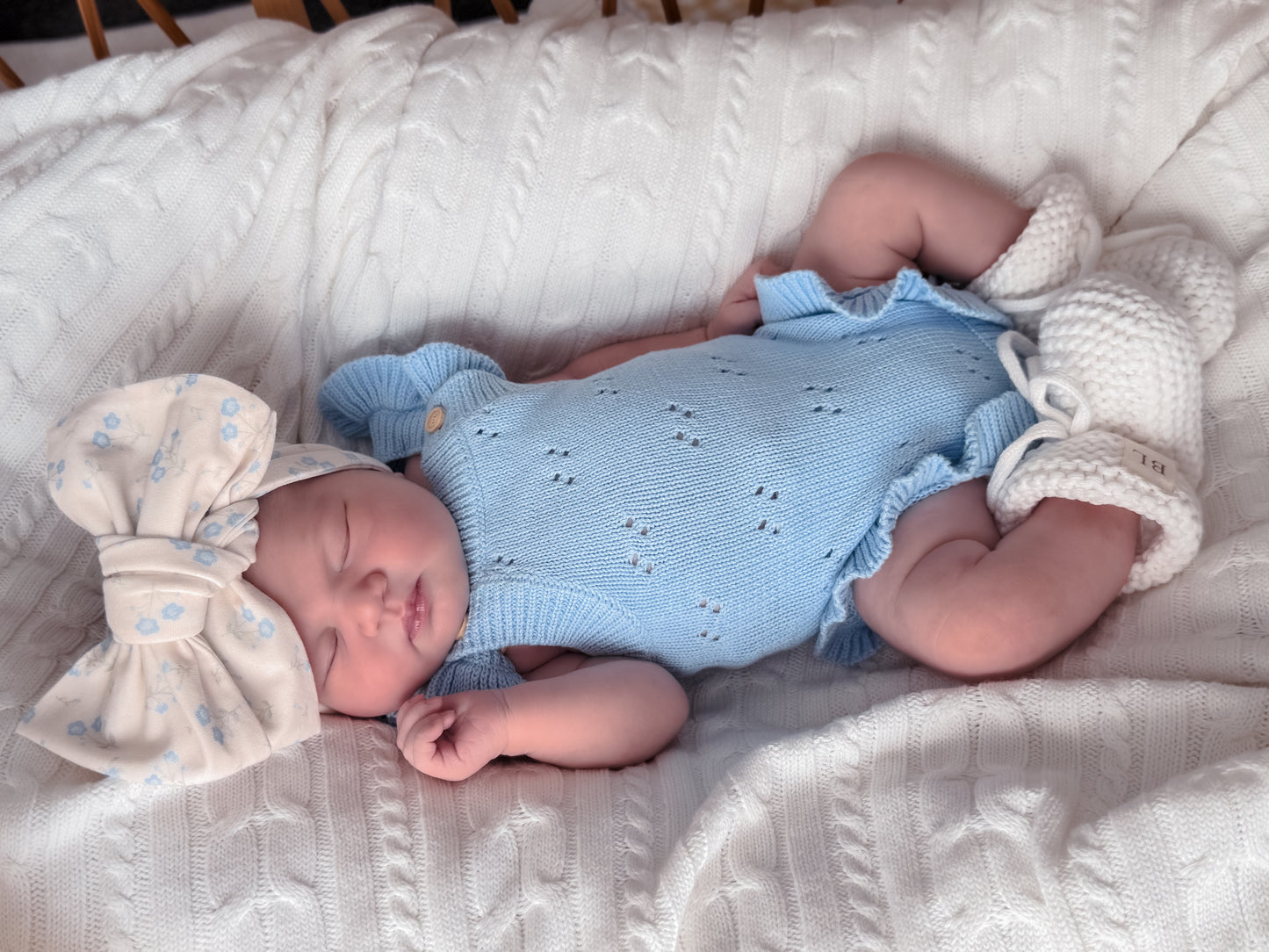 Pointelle Flutter Romper - Blue