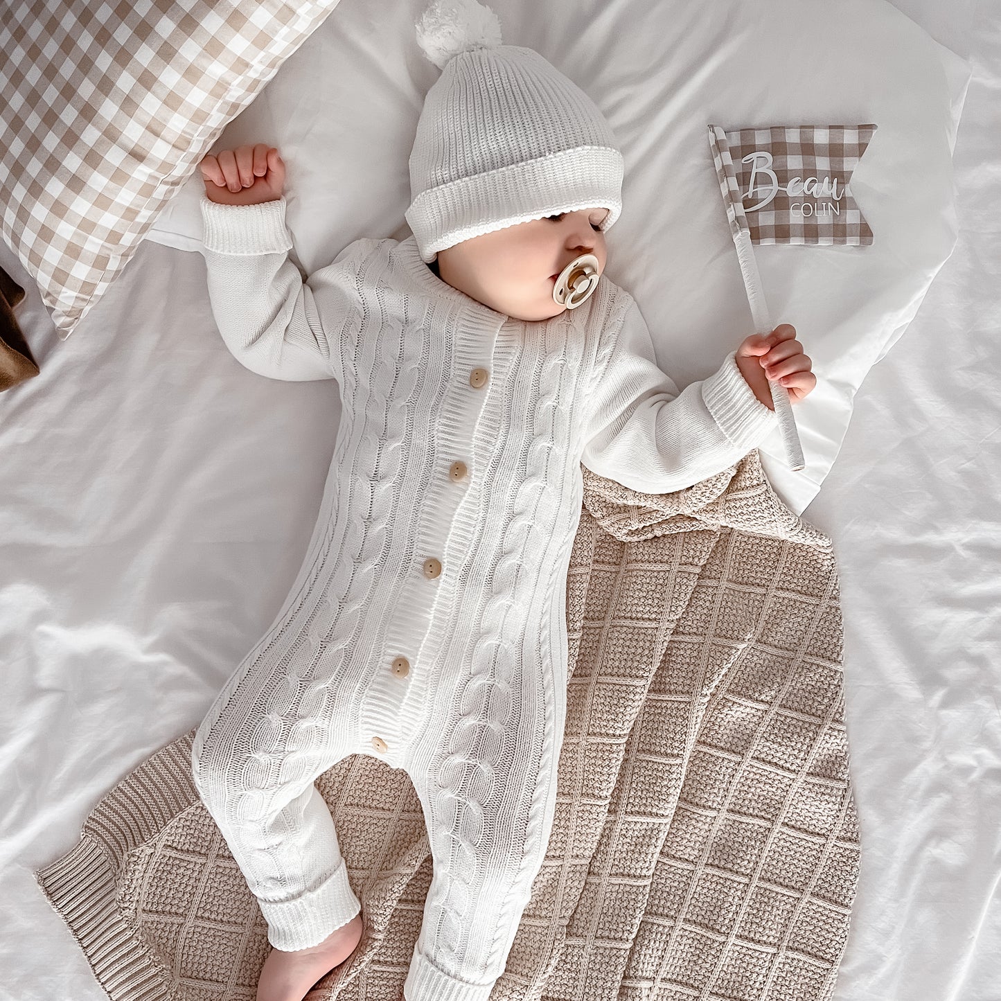 Cable Knit Romper - Milk